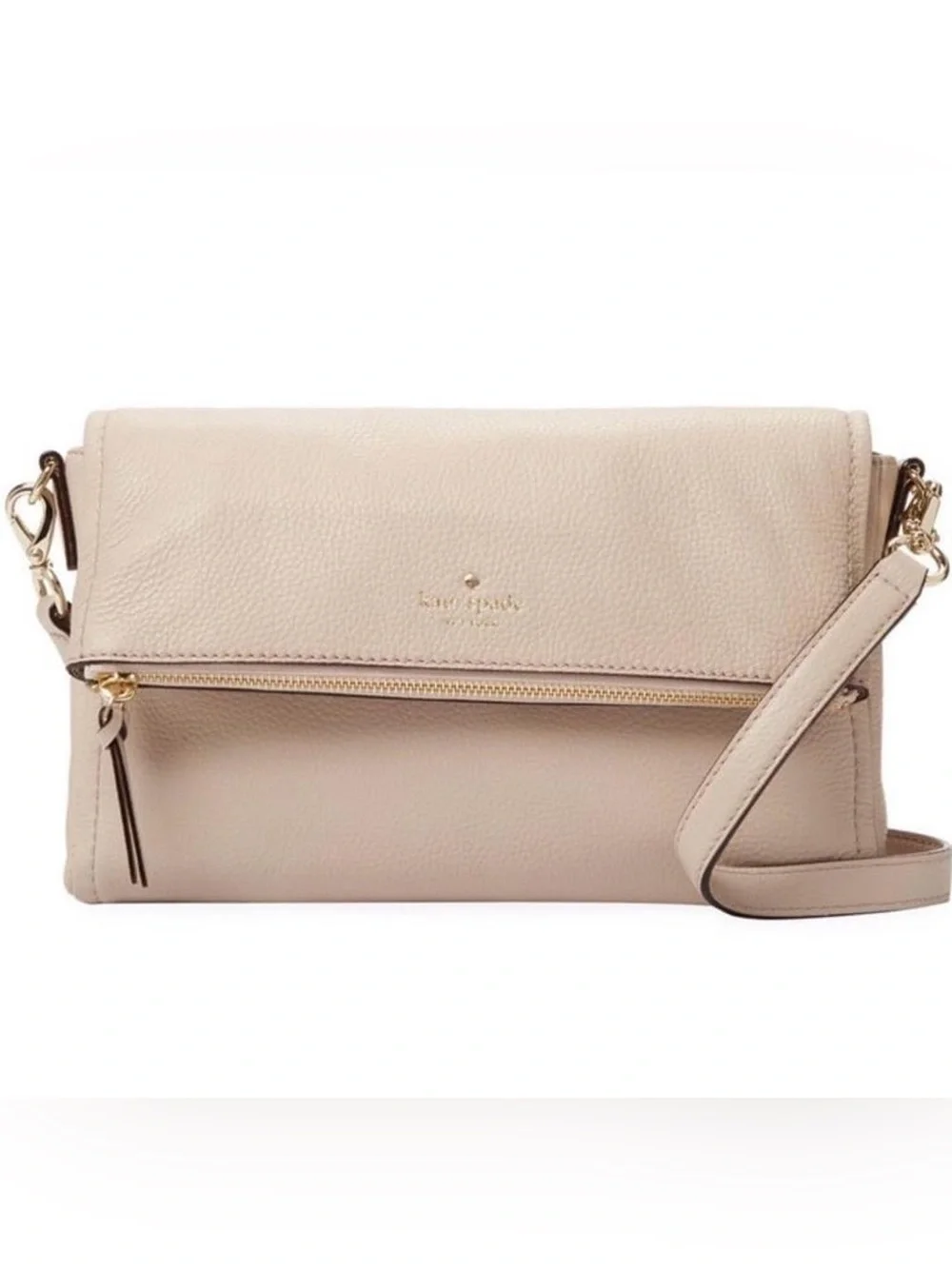 Kate Spade Leila Mini Crossbody Pebbled Leather Fold-Over‎ Crossbody Bag